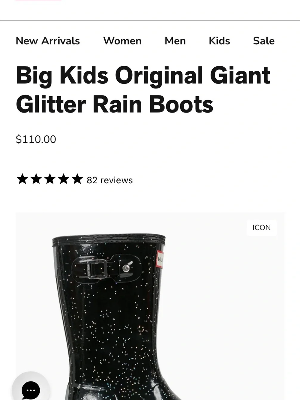 Hunter Black Big Glitter Sparkly Tall Rain Boots EU 36 / US 5